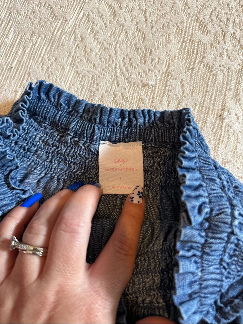 GAP X LoveShackFancy girls denim ruffle skirt - Picture 4 of 7